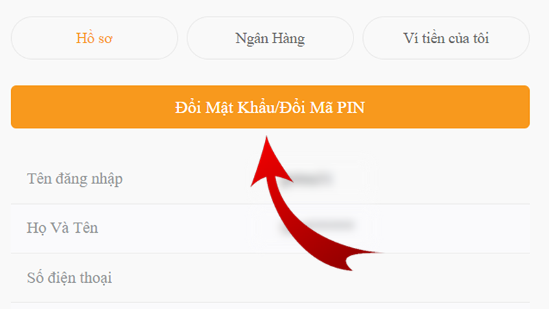 Hướng dẫn đổi mã pin nạp rút tiền