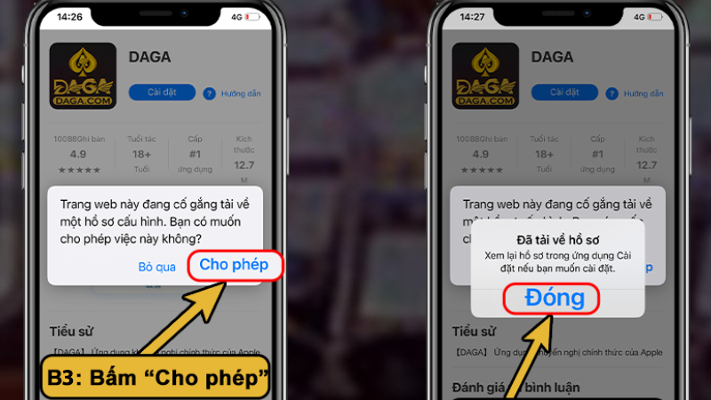 Chọn cho phép để tải xuống